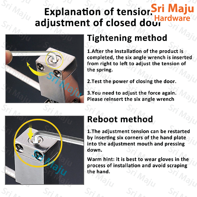 Maju Square Light Duty Door Closer Spring Load Closer For Bed