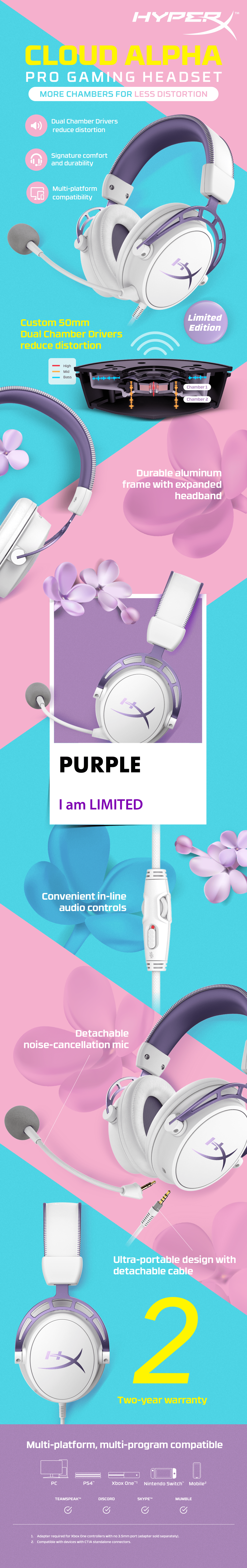 hyperx cloud purple and white